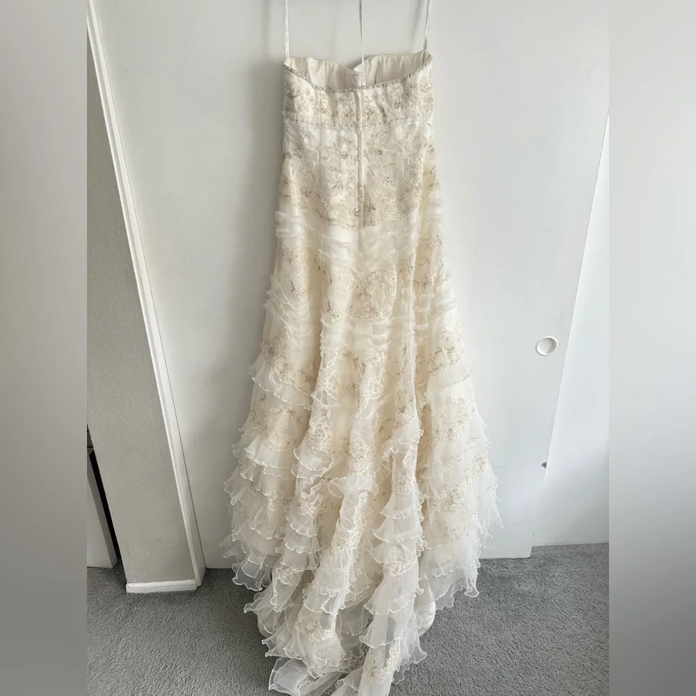 Oleg Cassini Ivory Champagne Gown - Picture 4 of 6